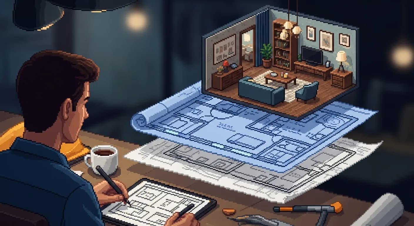 Человек стоит на развилке трёх дорог с нарастающей чёткостью — первая в густом тумане, вторая видна частично, третья абсолютно ясна и детально размечена. Без текста.