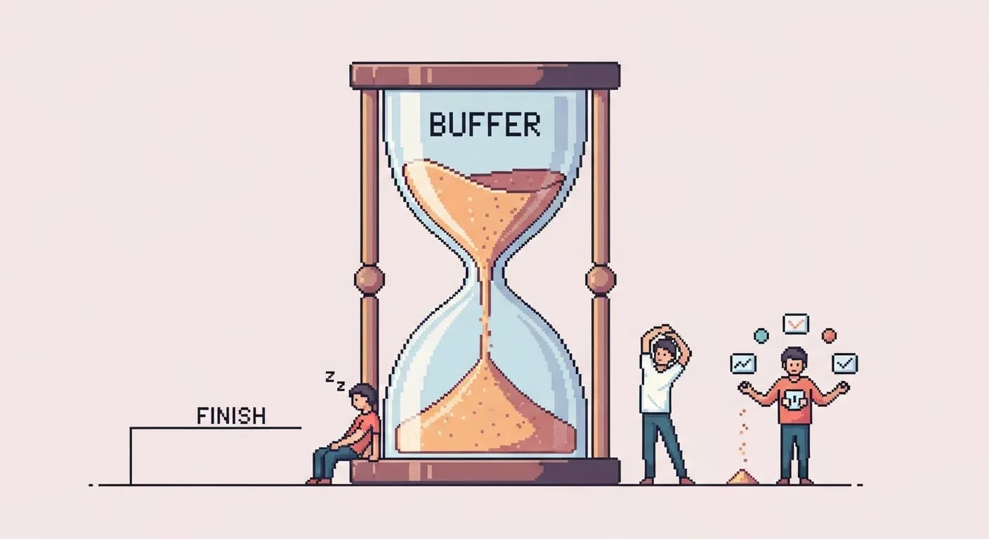 A relay race where runners sit relaxed on the track instead of sprinting, with the baton lying untouched on the ground, as the finish line clock ticks past the deadline.