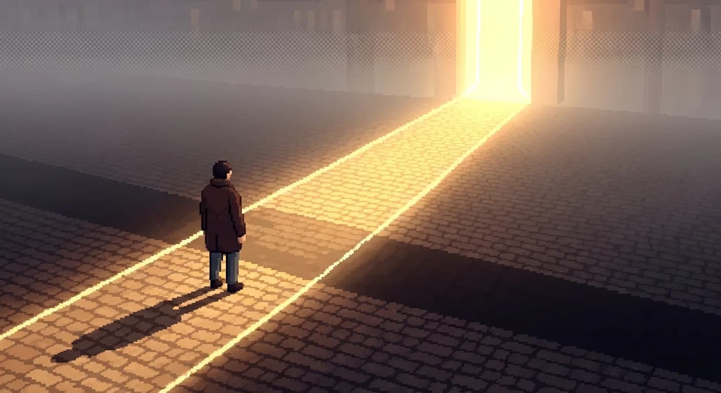 A developer sitting alone at a glass desk staring at a salary notification on their laptop screen with a neutral expression, while colleagues laugh and collaborate animatedly in the background.