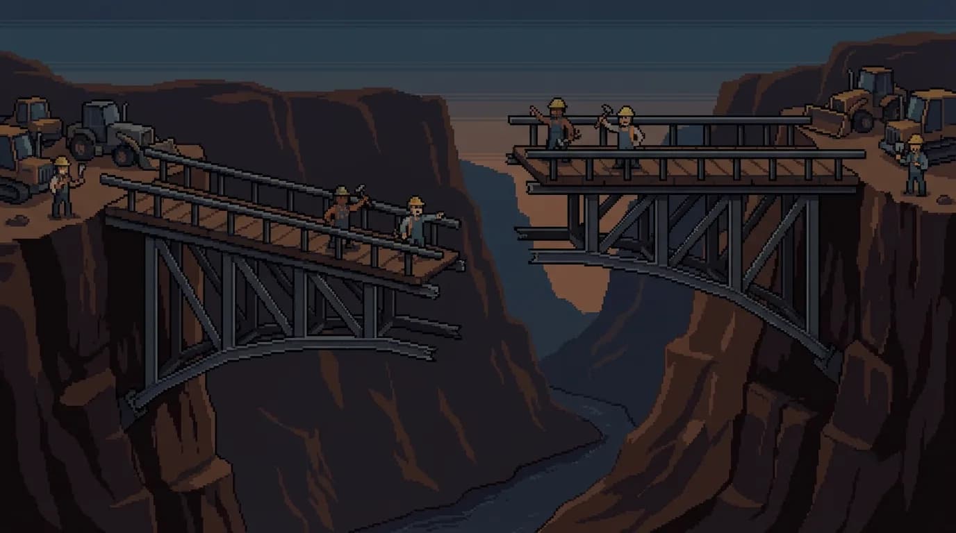 Тикающая бомба замедленного действия, спрятанная внутри красиво упакованной подарочной коробки на столе переговоров, на фоне размытых силуэтов пожимающих руки деловых людей.