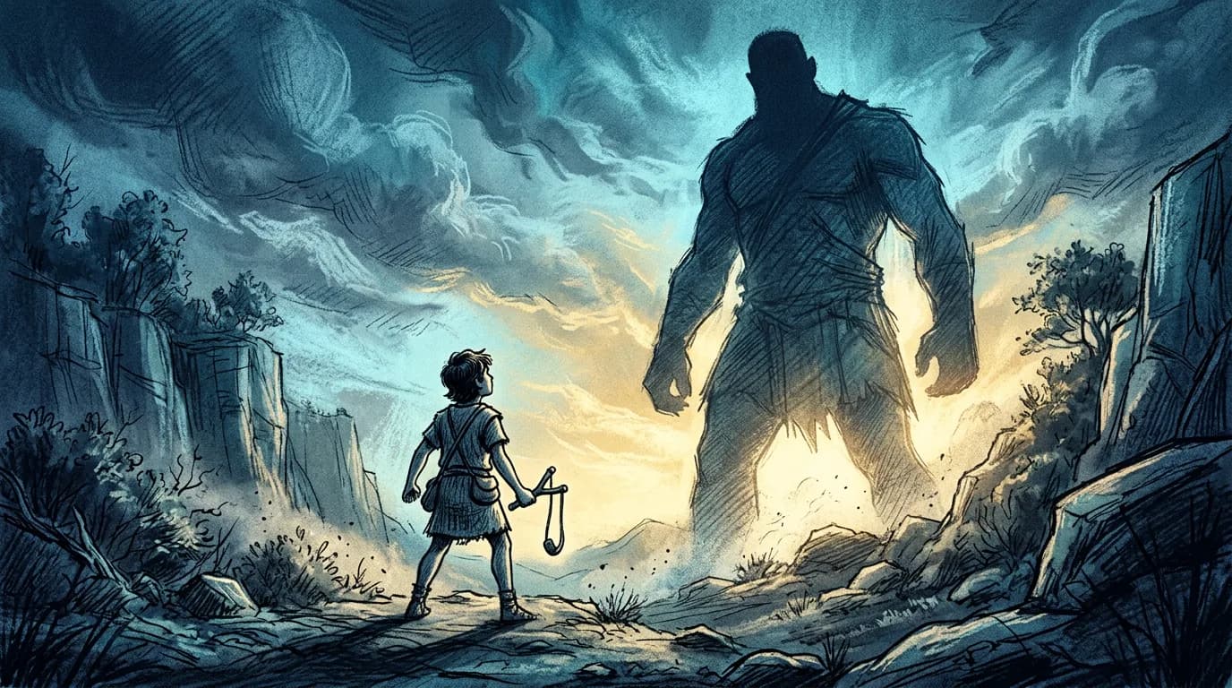 Маленькая шахматная пешка стоит победно на поверженном короле, драматичное боковое освещение подчёркивает невероятную победу.